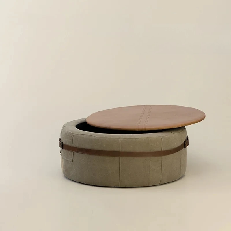 A Italian Minimalist Model Storage Tea Table European Style Retro Living Room Creative Canvas Tea Table