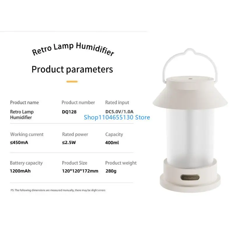 

Mini Cool Mist Humidifier Home Air Vaporizer Retro Lantern Aroma Essential Oil Diffuser Mist Maker with LED Night Light