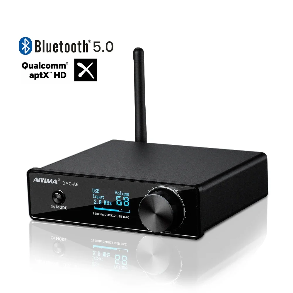 DAC A6 BT ESS9038Q2M HIFI XMOS XU208 amplificatore 32BIT 768KHz DSD512 USB DAC APTX-HD Decoder Audio coassiale ottico con