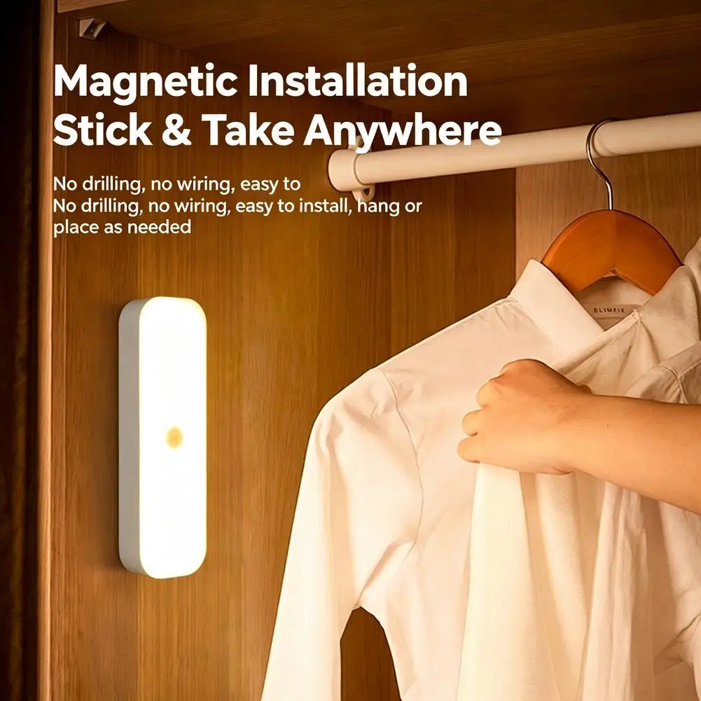 LED Motion Sensor Night Light Smart Wireless Under Cabinet Lamp 120 Degree Induction Light For Closet Wardrobe Stair