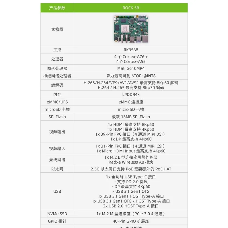 Płytka rozwojowa Radxa ROCK 5B RK3588 Octa-core Single Board Computer z wyjściem 8K