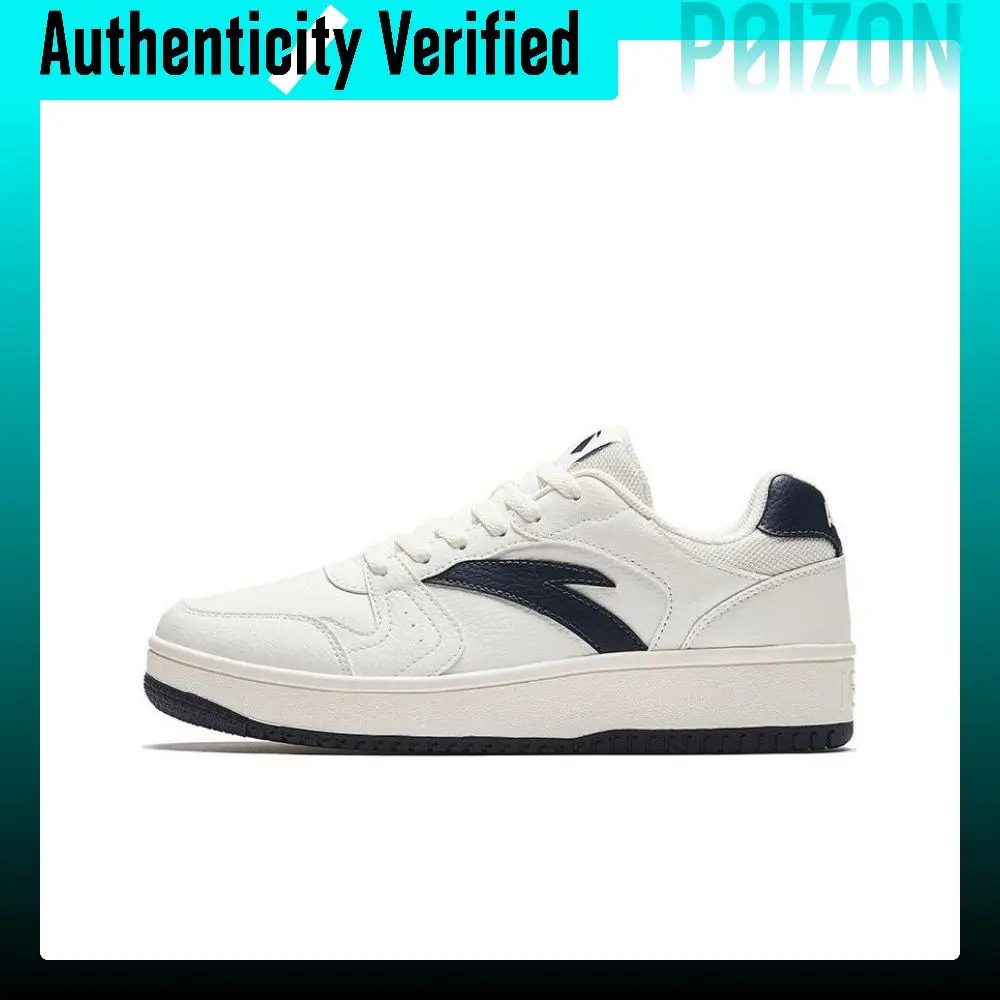 Anta First Year Textile, Synthetic Leather Height Increasing Low top Skateboard Shoes Men's White Black 912628068F-4