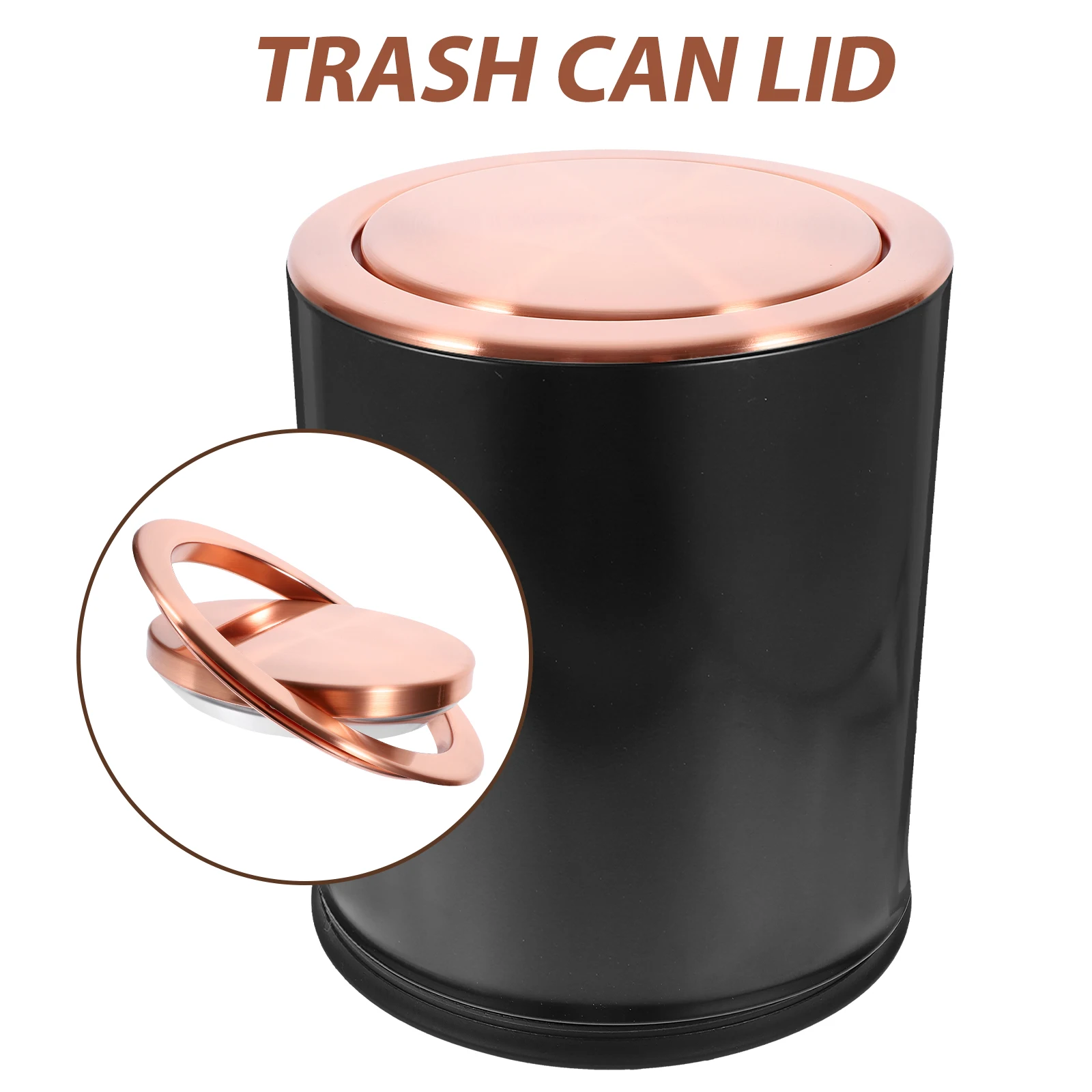 

Stainless Steel Trash Can Lid 430 Silver Round Small Size Flush Mount Cover Countertop Waste Bin Bathroom Kitchen Garbage