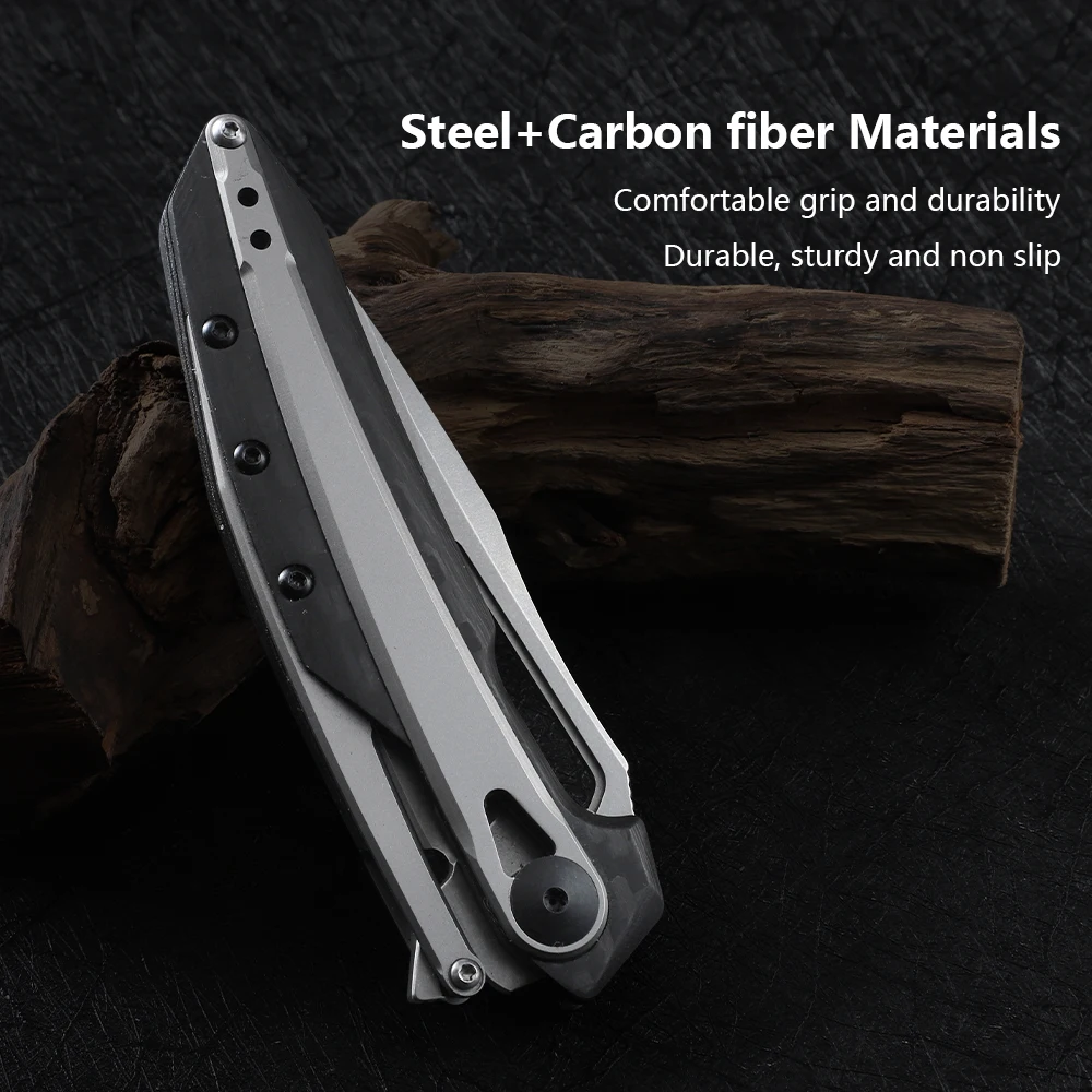 0990/0990CF #   سكين للفرد علامة 20CV شفرة الصلب + ألياف الكربون مقبض في الهواء الطلق التخييم الصيد المطبخ بقاء EDC أداة