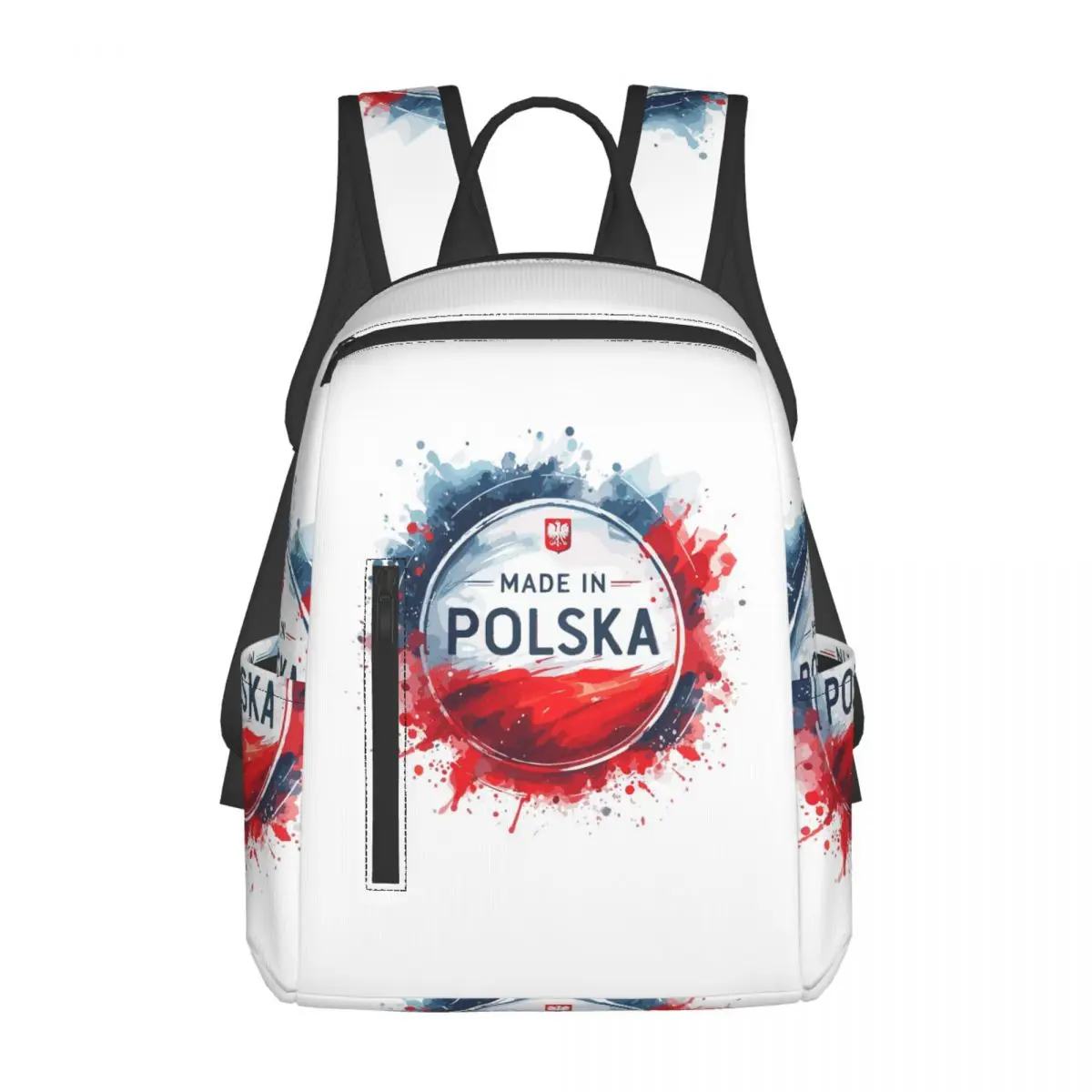 

Made In Polska Poland Polish Flag Red White Gift Backpack Large Capacity BookBag School Bag Shoulder Bags for Men Women