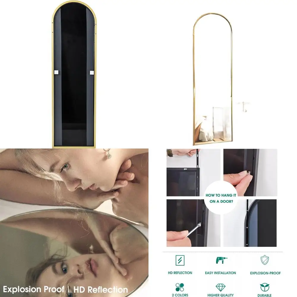 

Зеркало настенное арочное золотое 14x48 дюймов, для подвешивания на дверь, в полный рост, для подвешивания или крепления, в современном стиле