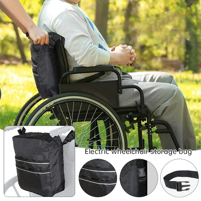 Wheelchair Bag Backpack Mobility Scooter Waterproof Storage Disabled Aid Pouch Outdoor Back Storage Bag Wheelchair Accessories