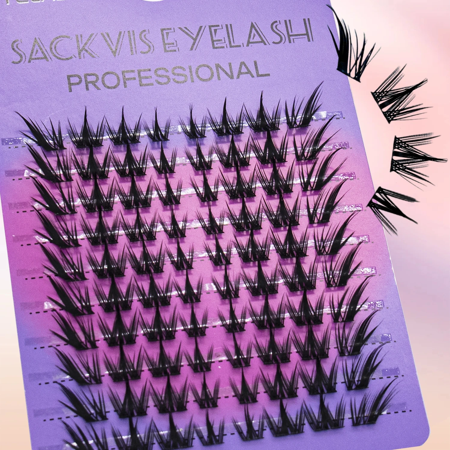 100 Pcs Natural False Eyelashes Fox Oblique Fly + Dog Eyelash Cluster Thick Roll Warped Mirror Clustered False Eyelashes