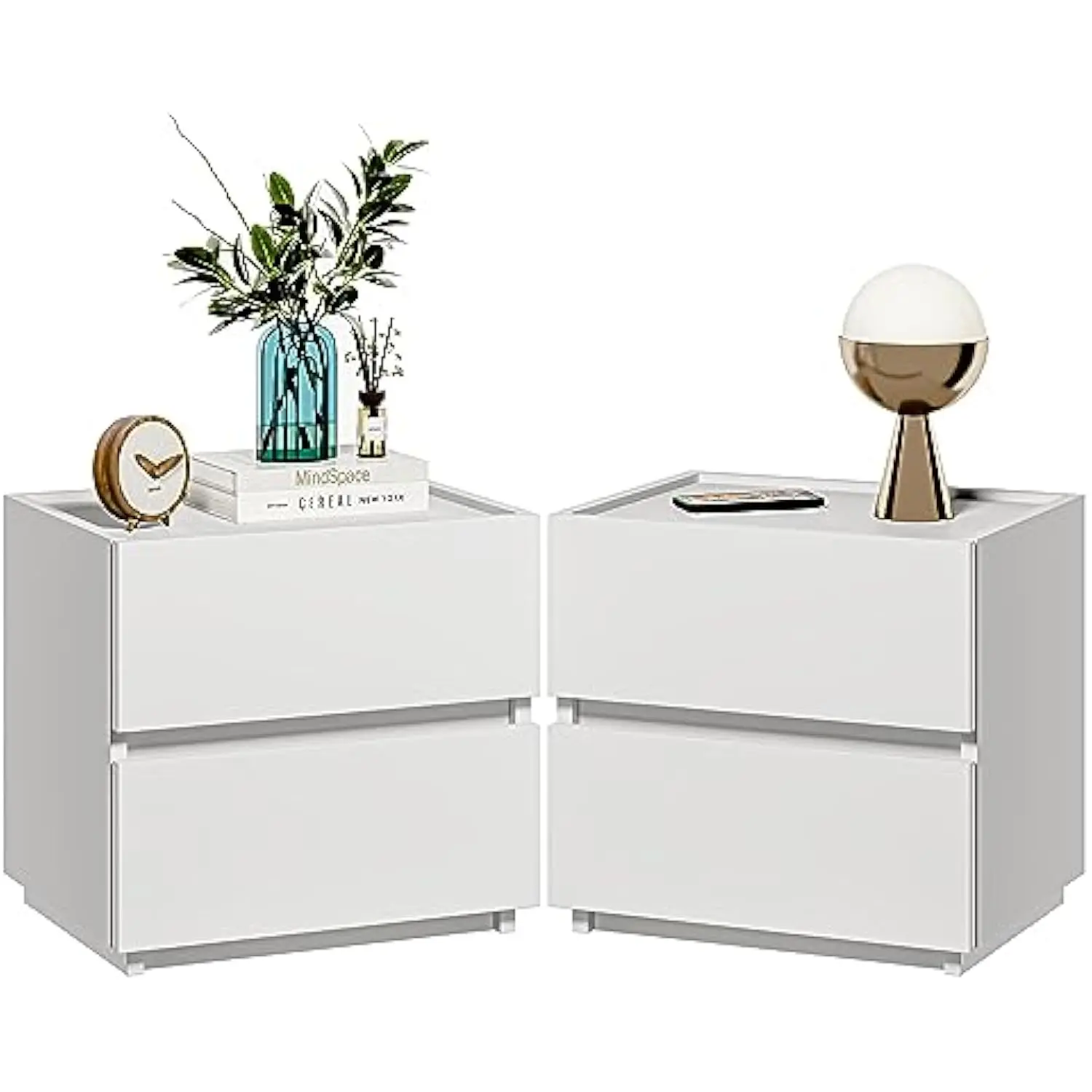 

Nightstands Set of 2, Small Dresser for Closet, Sofa Side Table with Drawers for Small Spaces Wooden Bedside Tables, White Mode