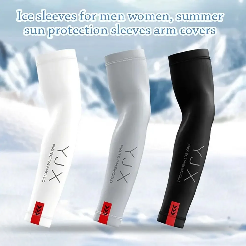 1Pair Ice Silk Arm Sleeves Sun Protection Breathable Cooling Arm Cover Men Women Running Cycling Driving Outdoor Sports