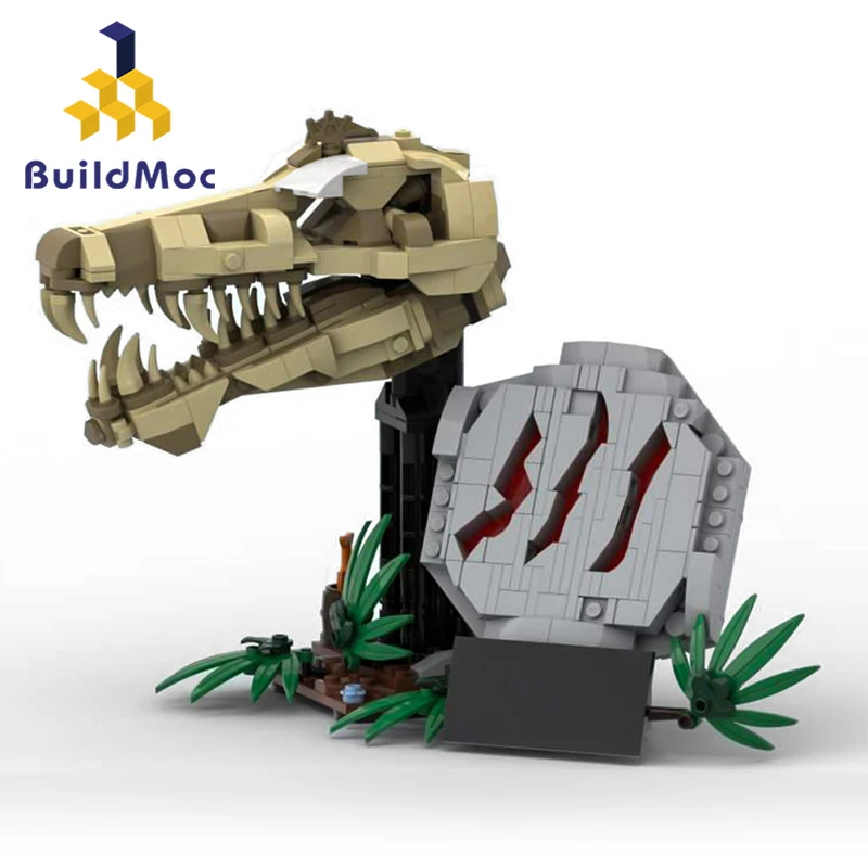 

BuildMoc Jurassics Worlds Dinosaur Fossils Spinosaurus Building Blocks Kit for T-Rex version,Spinosaurus Aegyptiacus Skull Toys