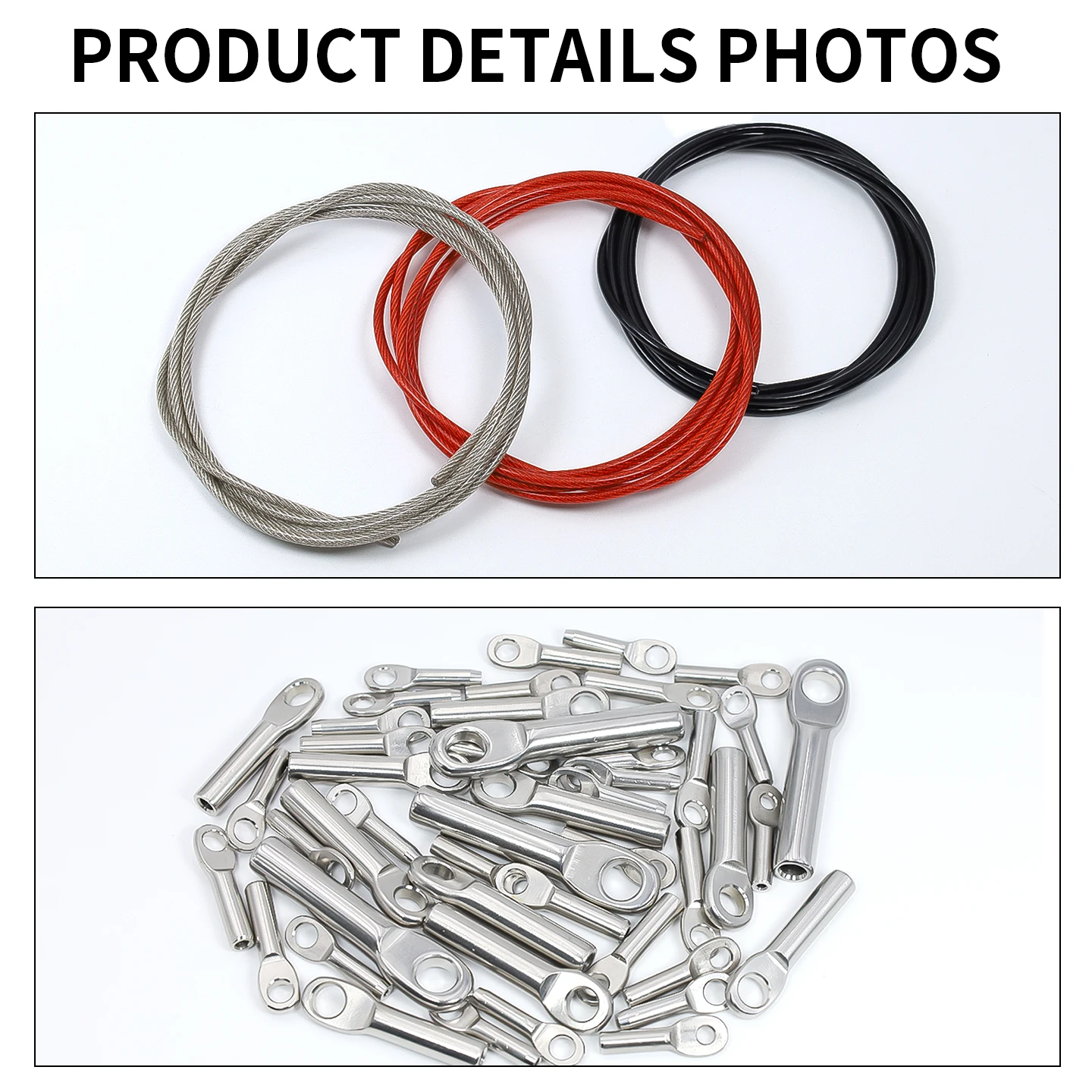 2-3mm Stainless Steel Wire Safety Rope, PVC Coated Rope, M4/M5/M6 Fisheye Terminal Block, Metal Safety Rope - view 5