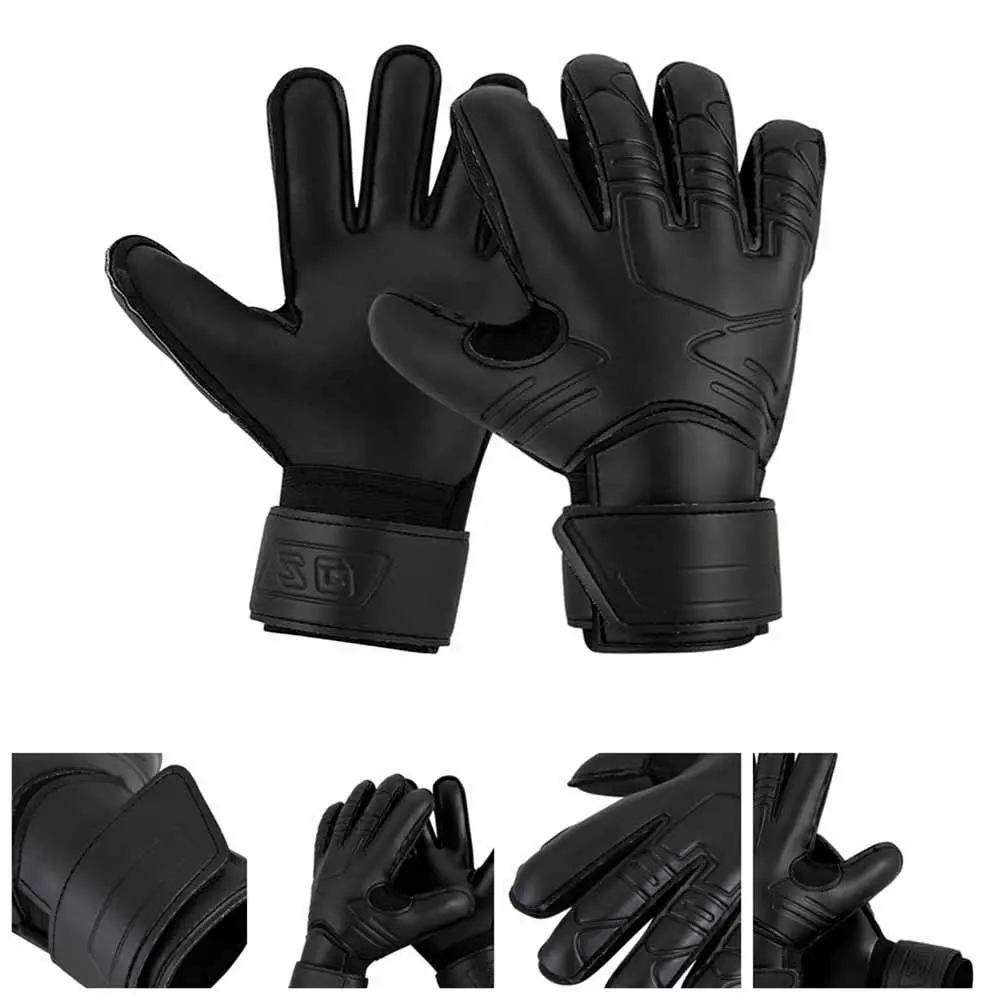 

Sports Gloves Finger Protection Goalie Gloves Black Durable Latex Soccer Gloves PU Handguard Football Goalkeeper Gloves Outdoor