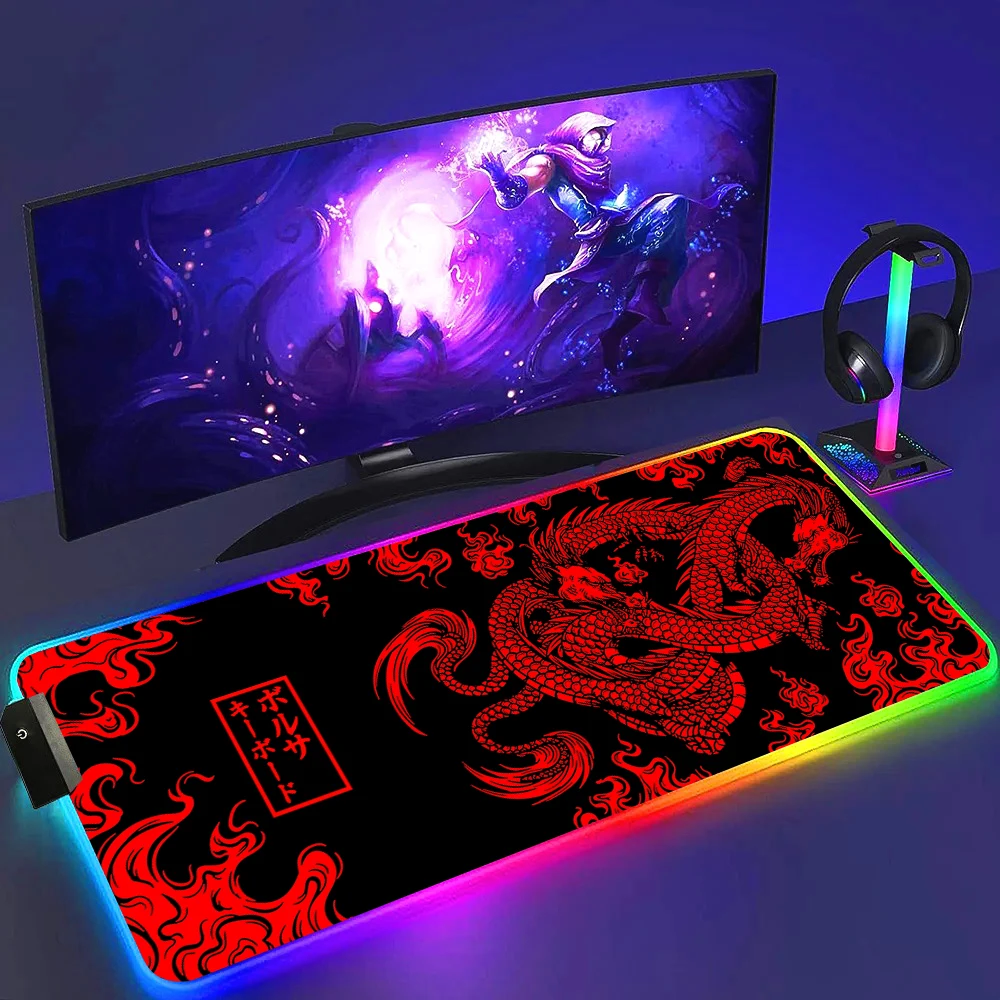 

Цветной коврик для мыши Red Dragon, игровые аксессуары для настройки, Rgb люминесцентный коврик для мыши для геймеров 900x400, настольные компьютеры, раскладные коврики для клавиатуры