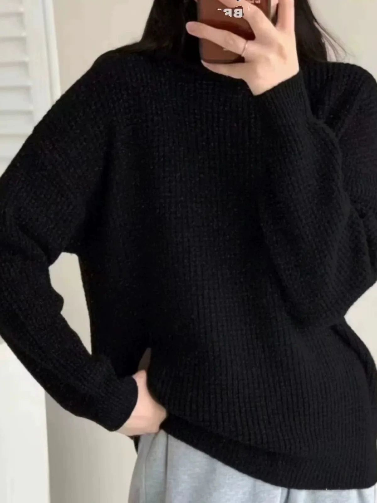 2023Autumn and winter turtleneck cashmere osmanthus needle women\'s sweater  loose pure wool thickened pile collar base shirt