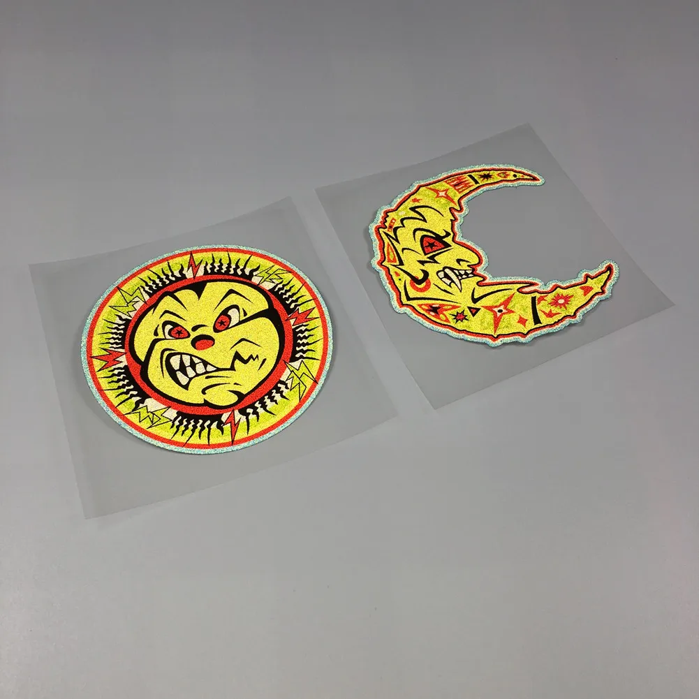 

Motorbike Road Mountain Bike Decoration Helmet Decals Car Stickers for Sport Racing Sun Moon Rossi Applique