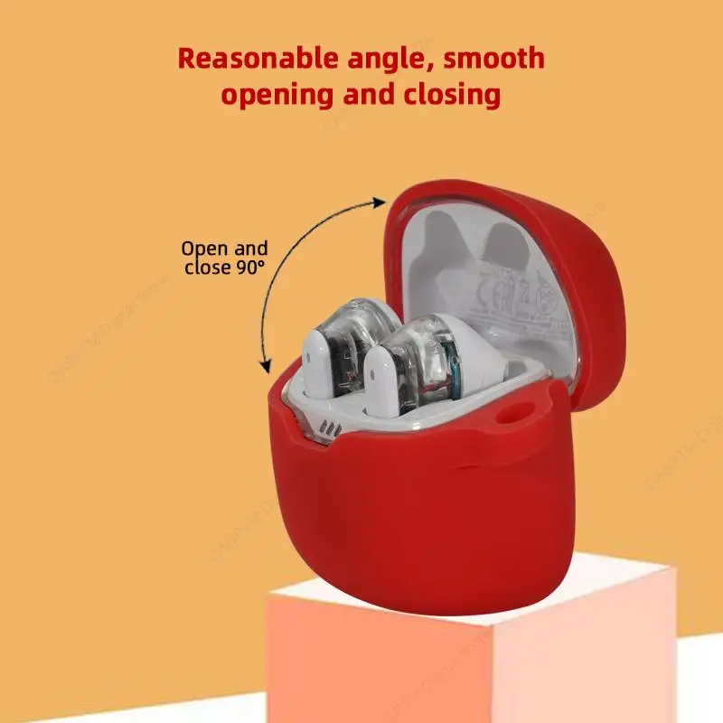 حافظة ناعمة من السيليكون لهاتف JBL Tune Flex غطاء بلون واحد لهاتف JBL Tune Flex حافظة سماعة أذن لاسلكية مع خطاف واقٍ Funda Coque