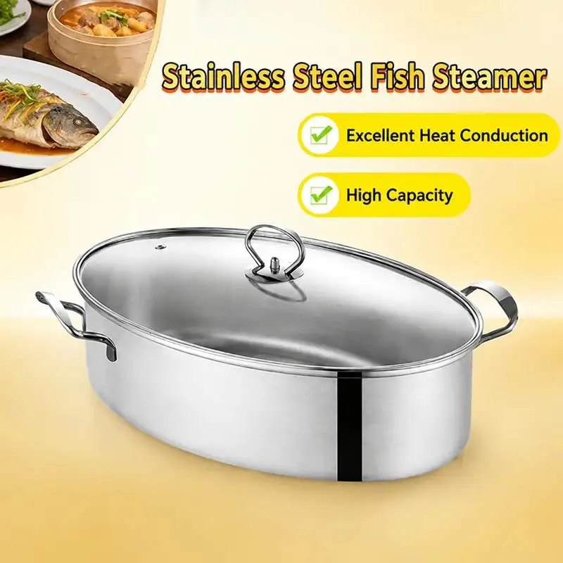 New Oval Shape 410 Stainless Steel Fish Steamer Electric And Induction Cooker