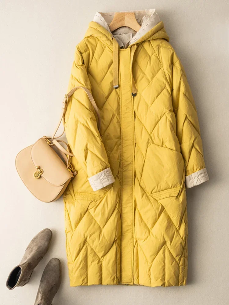 Long Winter Jacket Women Quilted Warm Oversize Thick Hooded Coat Fashion Casual Patchwork For Autumn