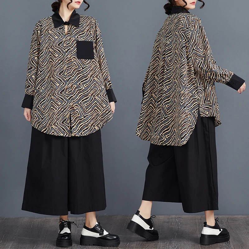 

Loose Long Sve Women's irt Spring Sle Casual Faion Slimming Print Casual Comfortable Polyester Spring Collection