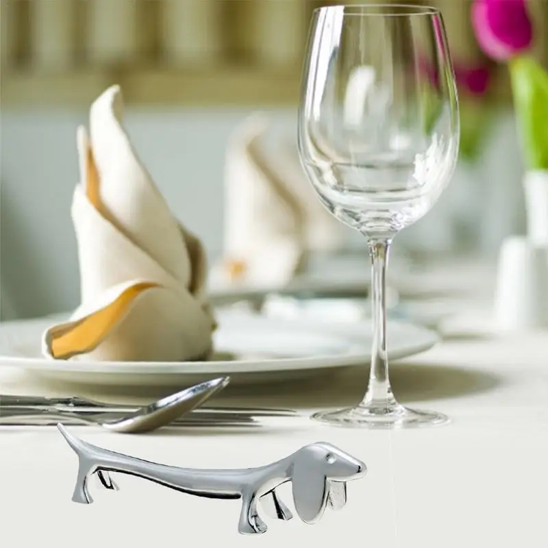 Soporte para palillos de perro salchicha de acero inoxidable, soporte para palillos, soporte para cuchara, tenedor, estante para cubiertos de cocina, decoración de mesa