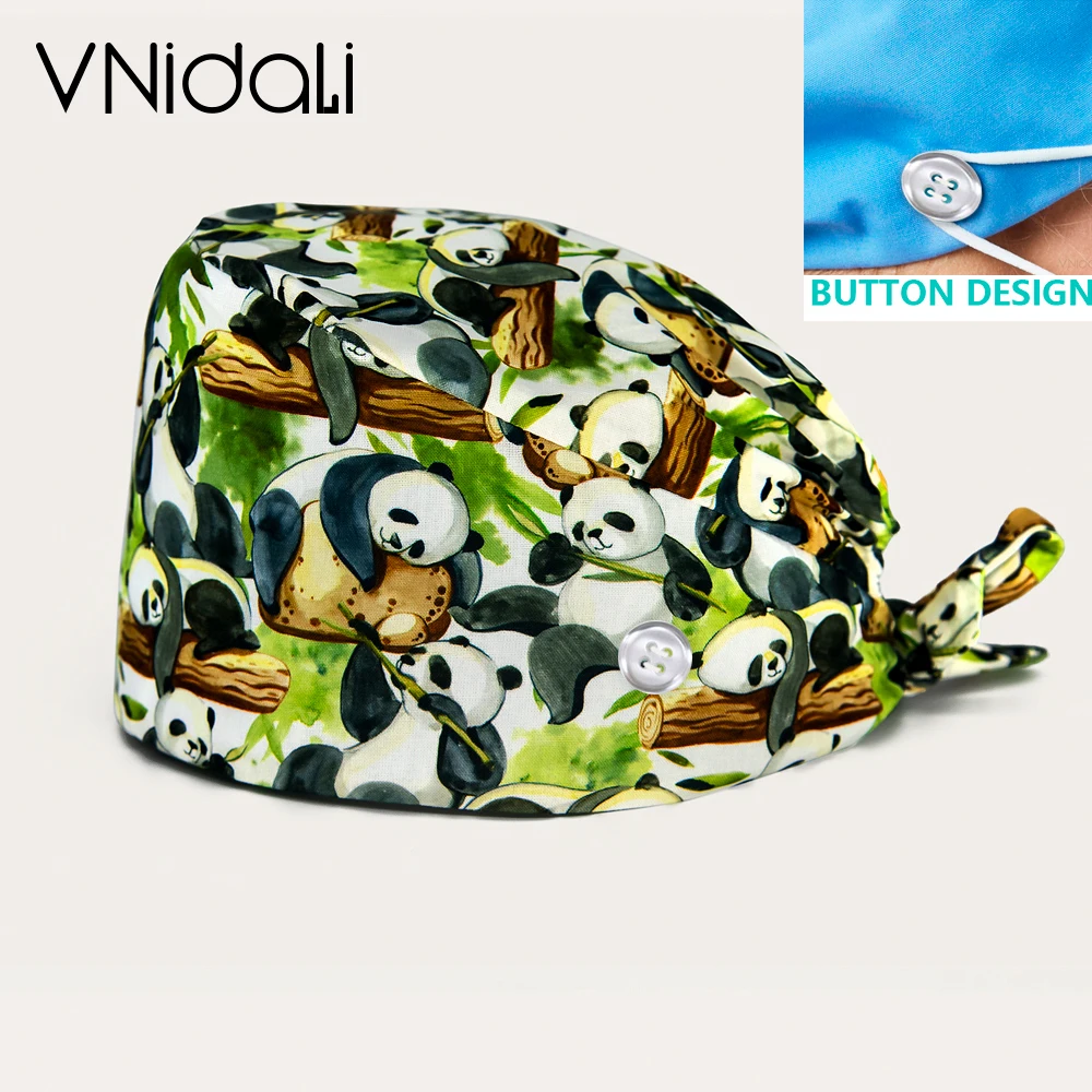 Panda Print Surgical cap Pet shop health service cap clinic work cap hospital medical scrubs hat nurse nursing scrubs cap