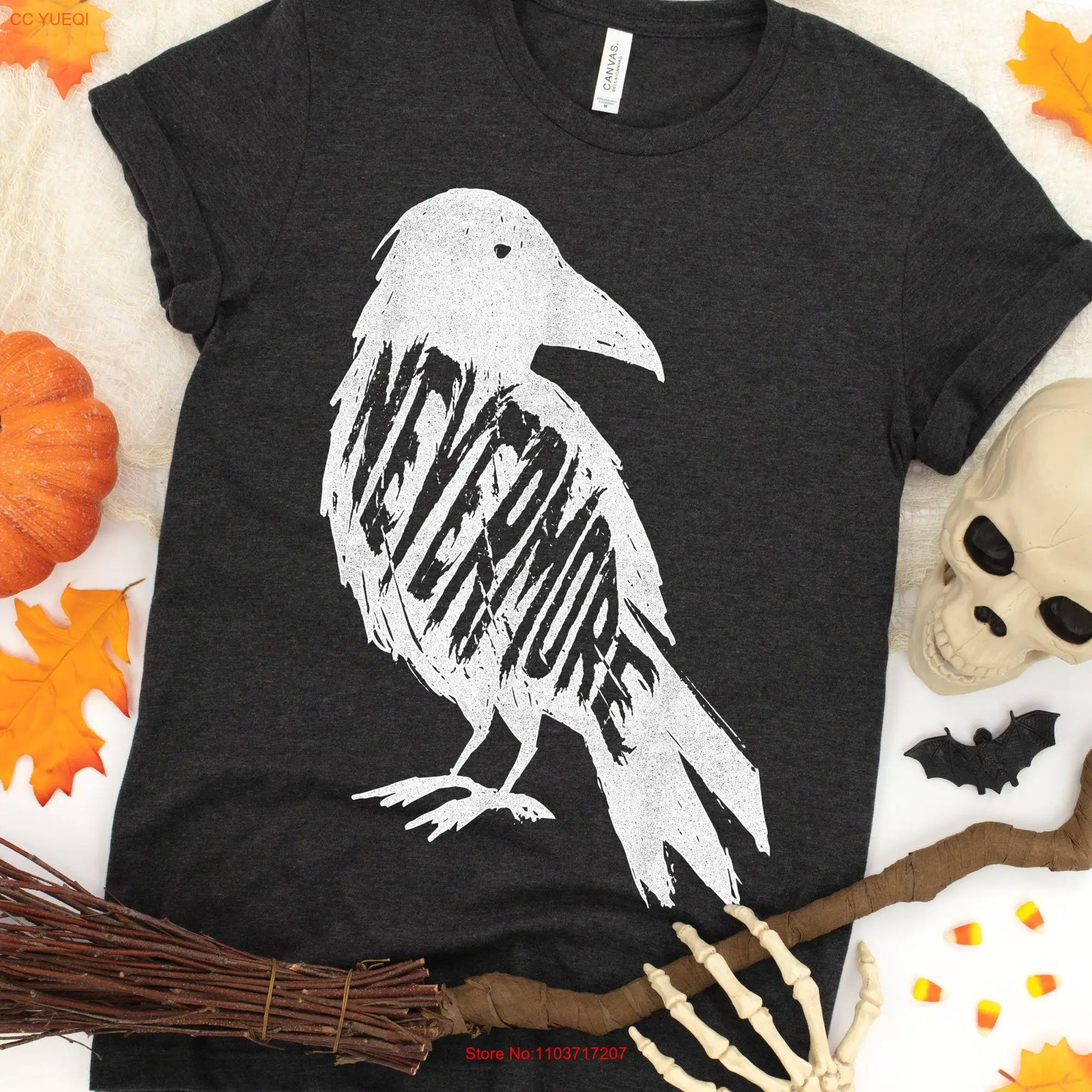 Ворон Nevermore, Эдгар Аллан По, вдохновляющая футболка поэта и писателя на Хэллоуин, длинные или Короткие рукава