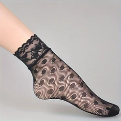 1/6Pairs Lace Mesh Socks, Ultra-thin Hollow Out Invisible Socks, Women's Stockings & Hosiery