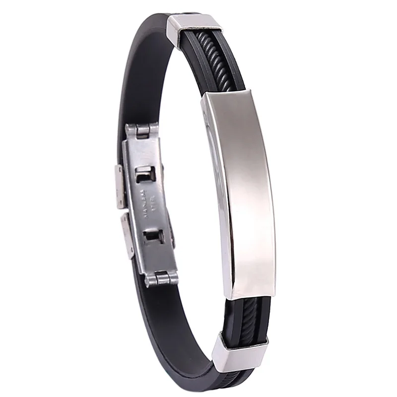 Punk Harajuku Rock and roll Trend Simple Creativity Fashion Geometric shape Multicolored Leather Stainless steel Bracelet
