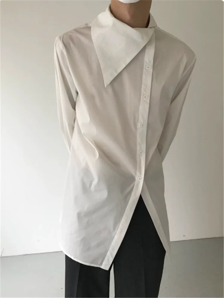 

2026 Men's Self-Confidence Attire Shirt - Asymmetric Slant Collar Slimming Waist Shirt - High-end Style for Slimming Effect