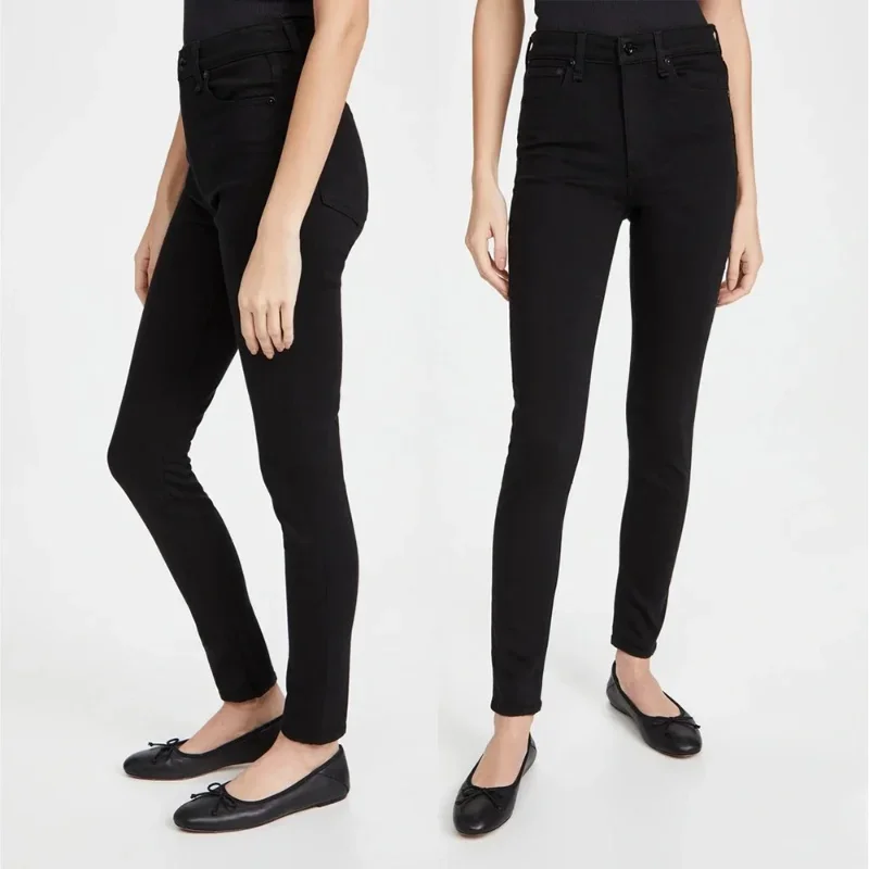 

Spring and Summer High-waisted Skinny Pants Stretchy Black Trousers Nine-point Pencil Jeans for Women