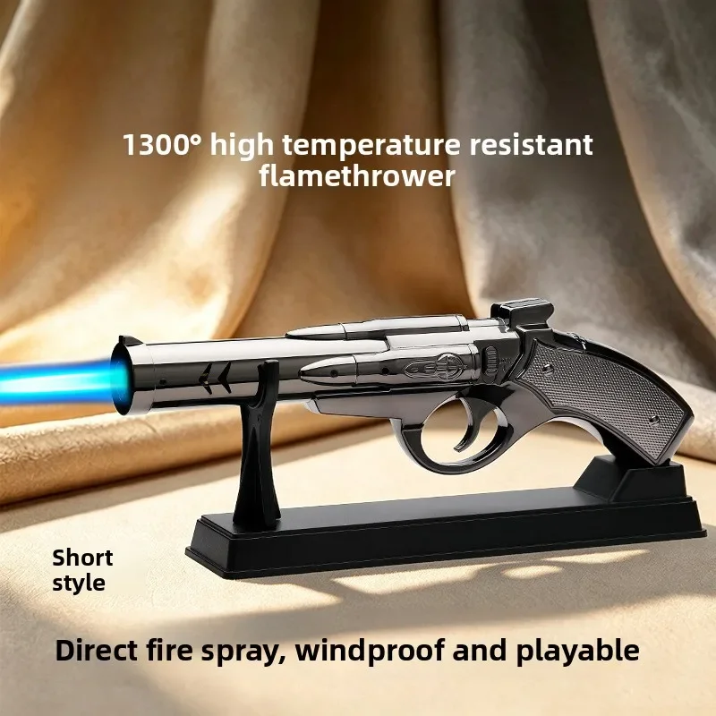 Outdoor Direct Fire Gun Inflatable Windproof Blue Flame Lighter Multi Functional Barbecue Point Carbon Point Cigar Tool