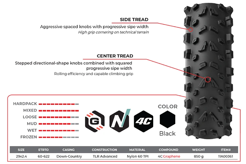 Pneu VTT Vittoria Syerra Graphene 2.0 Tubeless 29" X 2.40 - Haute Performance