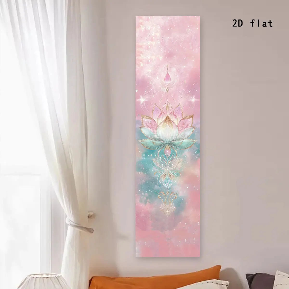 2D Flat Pink Lotus Vertical Tapestry Wall Hanging Modern Aesthetic Art Tapestry Suitable for Bedroom and Family Room Decoration