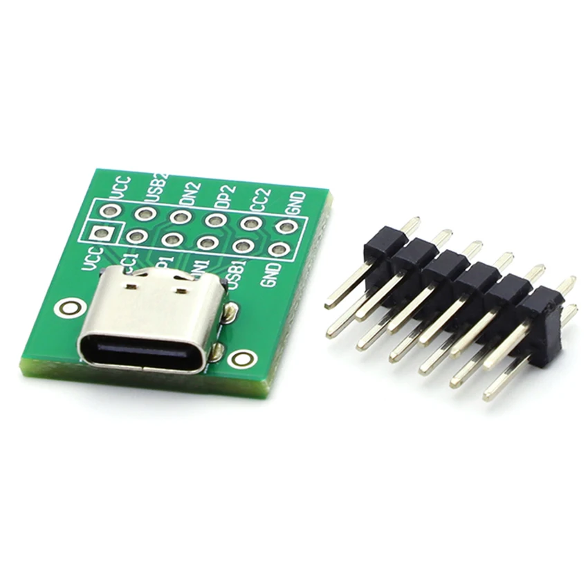 1-10PCS USB TYPE-C conversion board 2.54MM CC1 CC2 5.1K pull-down resistor connection