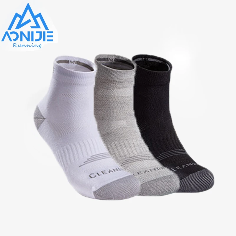 3Pairs AONIJIE Unisex Short Mid-tube Sports Wicking Sweat Socks Breathable Deodorant Summer Marathon Running Socks E4835