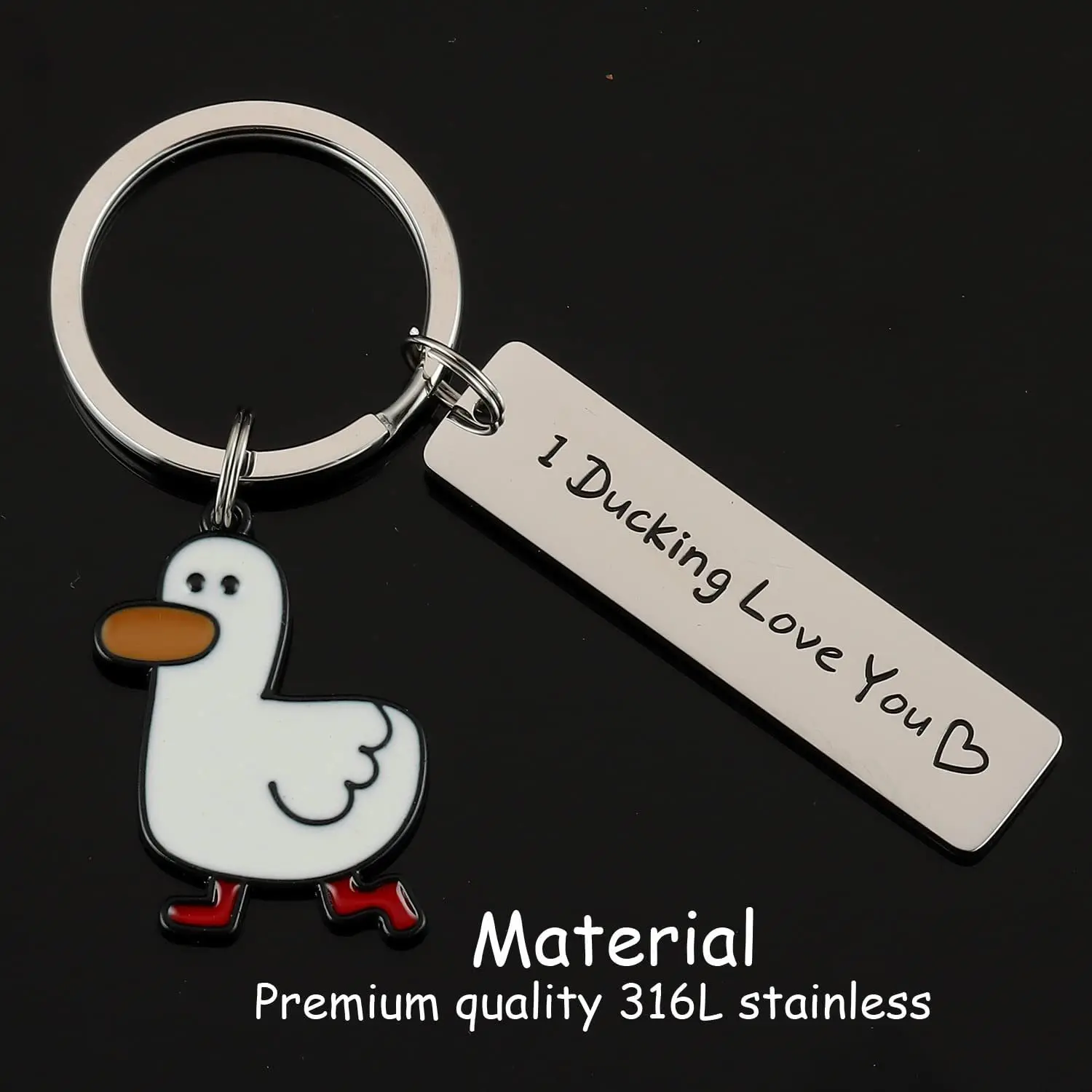 Cartoon KeyChain I Ducking Love You Key Chain for Men Dont Duck with Me Key Ring Stainless Steel Pendant Cute Girls Gift