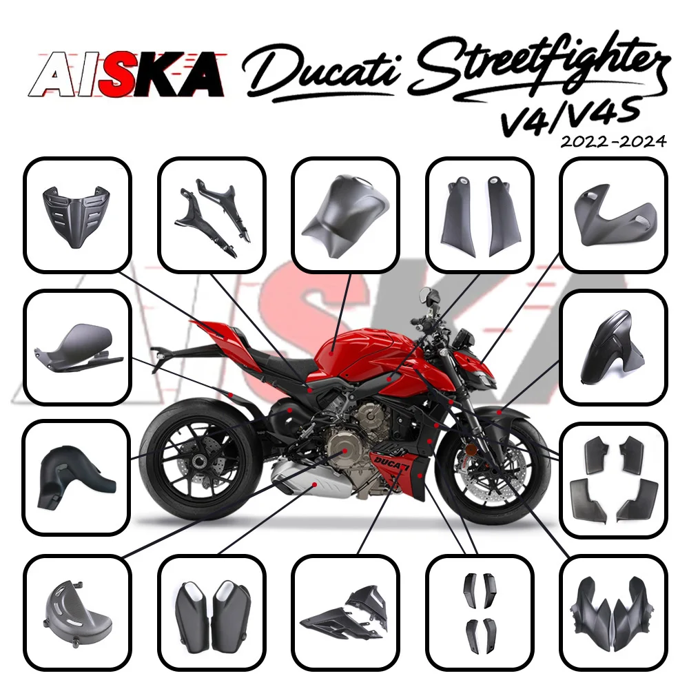 

100% Carbon Fiber Winglets Fender Tank Side Panel Motorcycle Fairing Kits for Ducati Streetfighter V4 V4S 2022 2023 2024