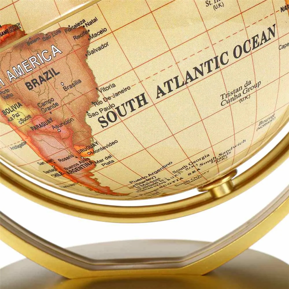 14CM/25CM Peta Dunia Emas 360 ° Berputar dengan Stan Geografi Sekolah Perlengkapan Pendidikan Anak-anak Menjelajahi Dekorasi Rumah Kantor