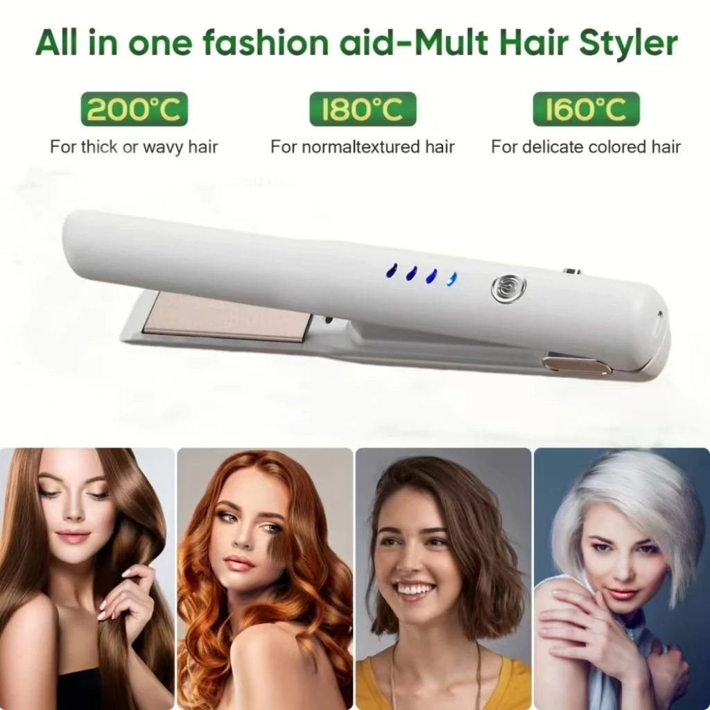 Portable USB Charged Mini Hair Straightener Cordless Negative Ion Flat Iron Anti‑Scald Fast Heating 4 Temp Modes On‑the‑Go Hair