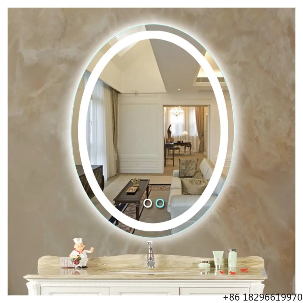 Fashion LED Smart Bathroom Mirror Touch Screen Anti-Fog Wall Mounted Vanity Mirror