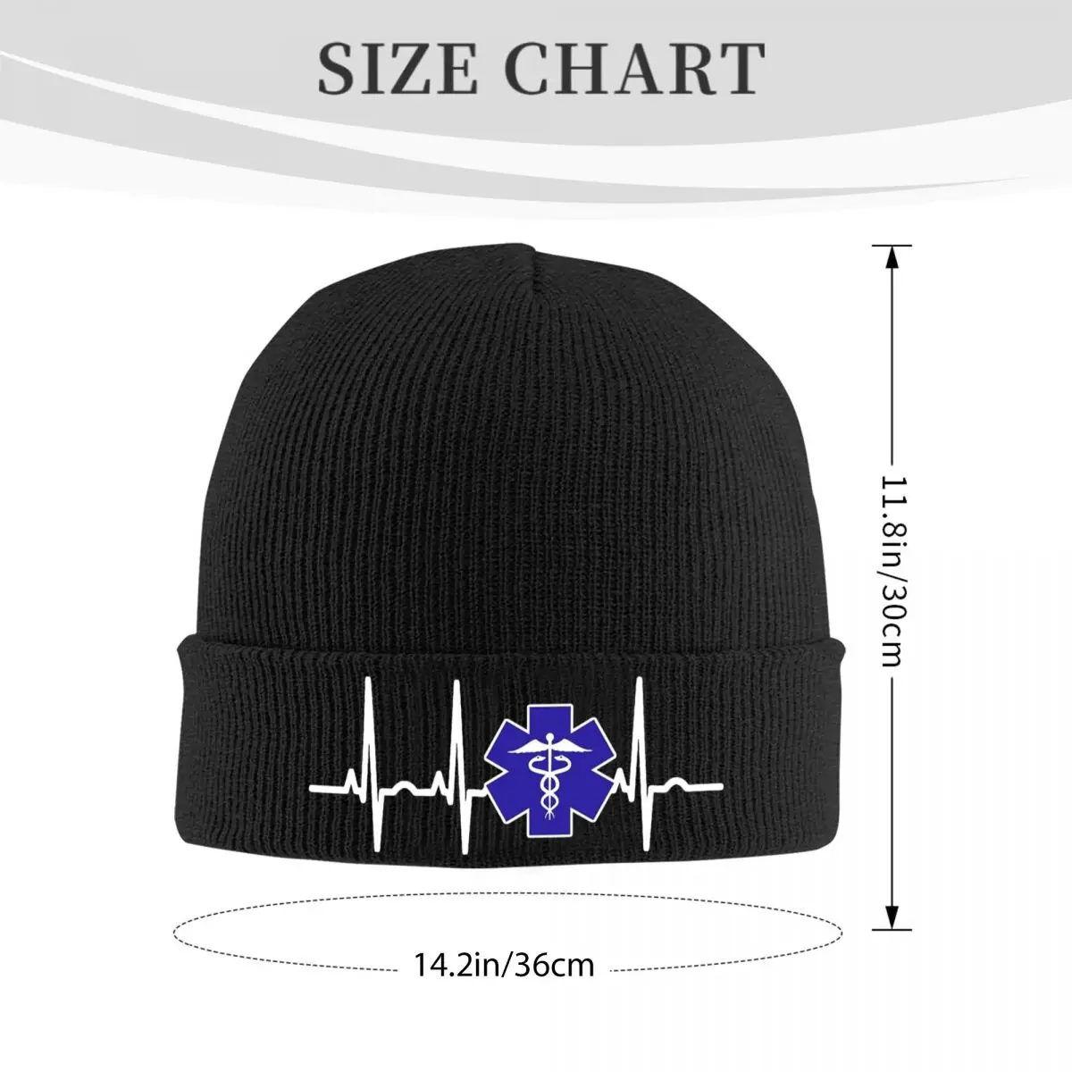 Heartbeat Nurse Paramedic EMT Star Of Life Bonnet Hats Beanie Hats Graphic Knit Hat Autumn Winter Unisex Adult Gym Elastic Cap