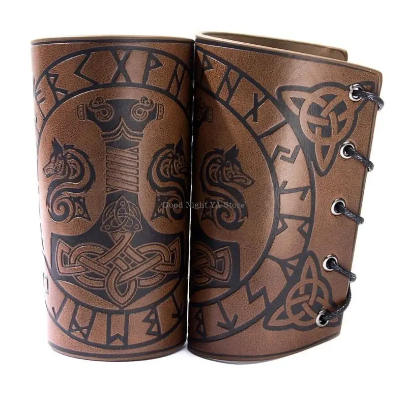 Cosplay Props Retro Brede Bracers Tie Arm Manchet Steampunk Middeleeuwse Polsband