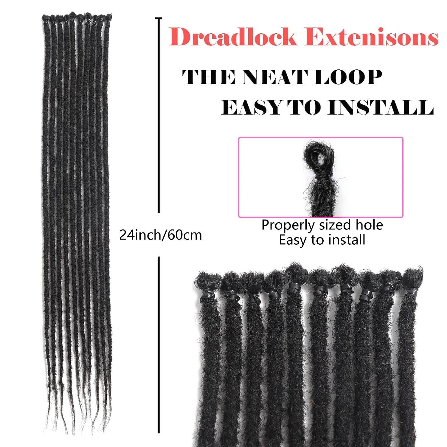 10 Strands บางสังเคราะห์ Dreads Extensions 24 นิ้ว Ombre สีบลอนด์ SE Hippie Dreadlock 0.6 ซม.ความกว้าง Loc Extensions Handmade