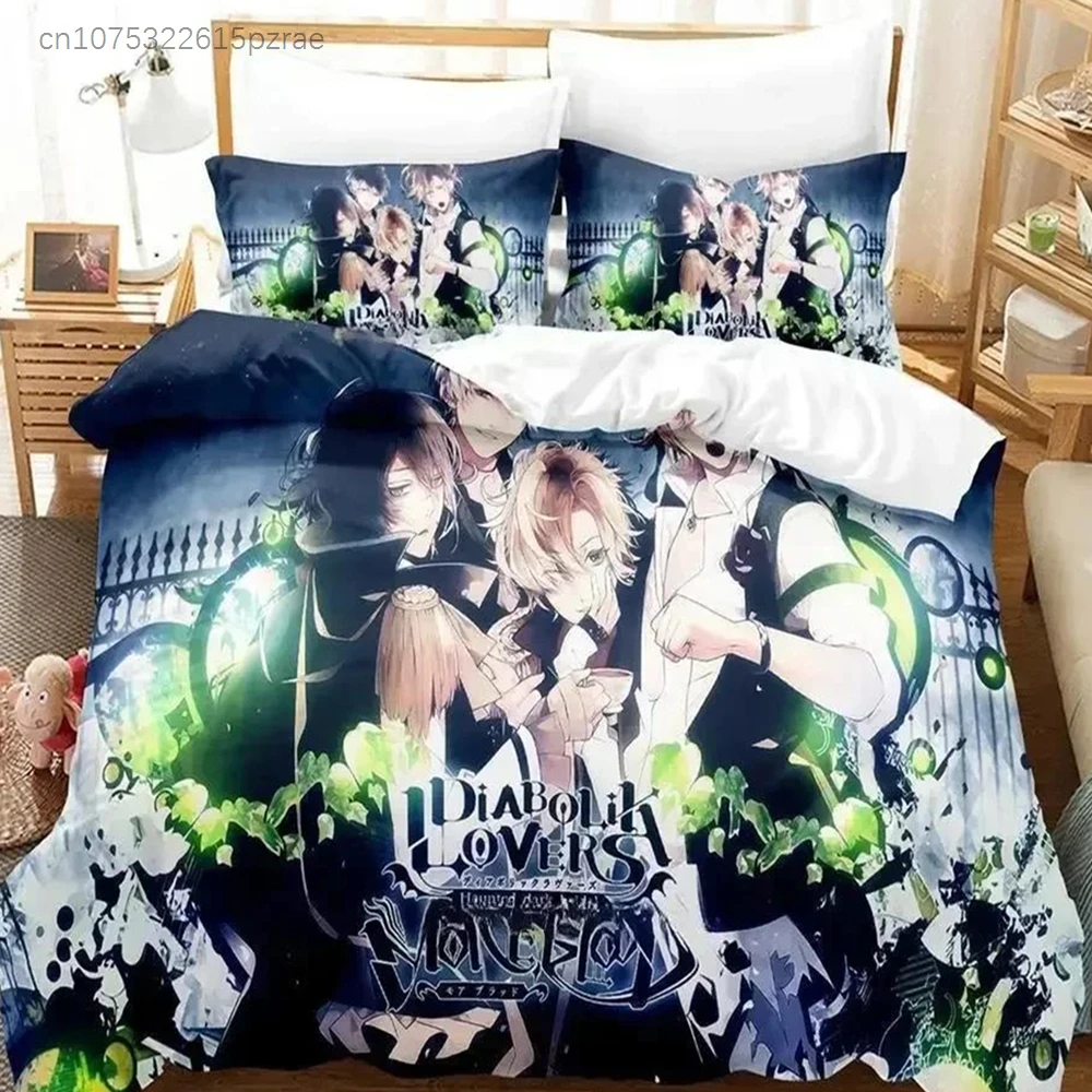 New Diabolik Lovers Bedding Set Printed With Pillowcase Bed Duvet Cover Soft Queen King Size Bedclothes Home Adult Kid Bedroom