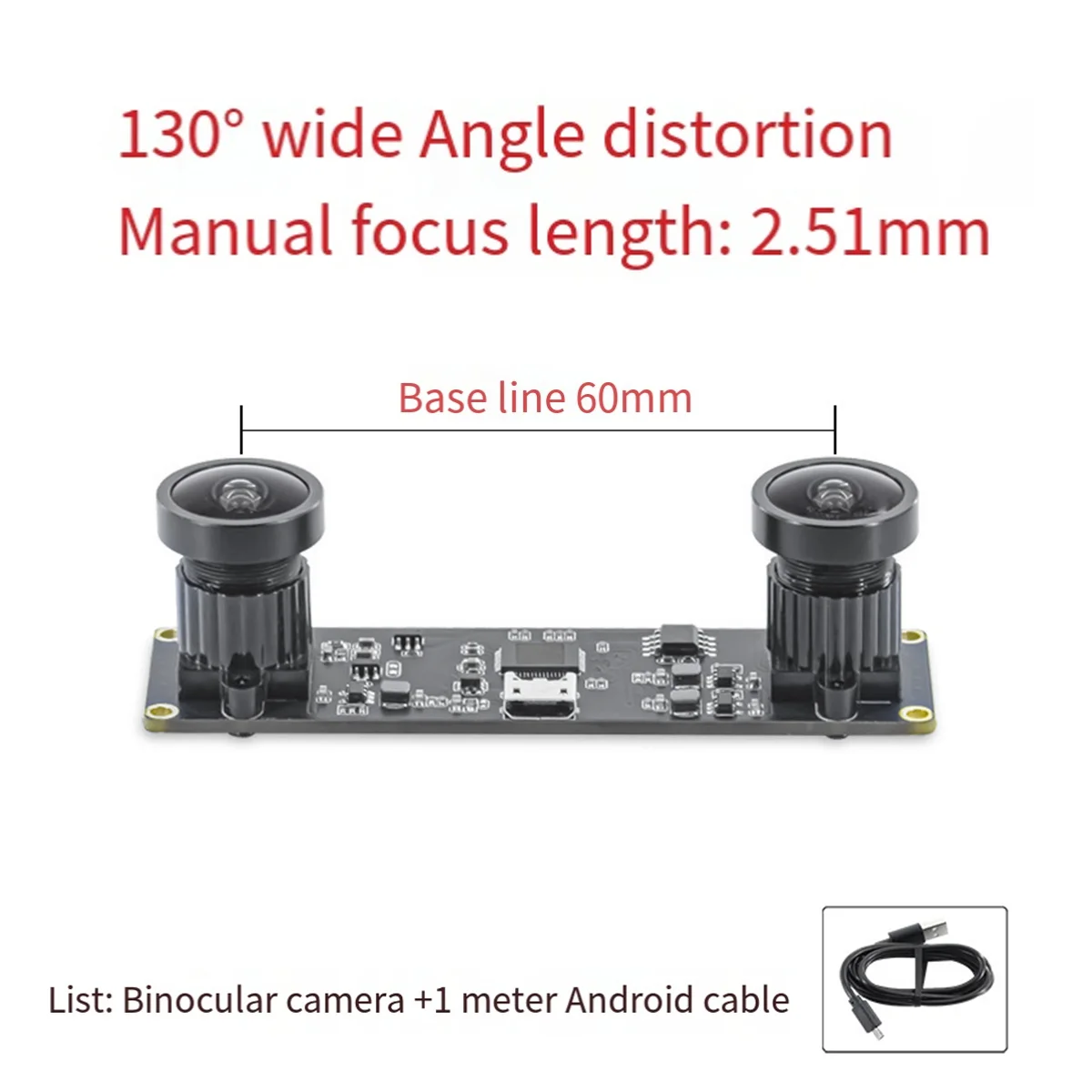 Cámara síncrona 3D estéreo VR USB 3840X1080P 4MP 60Fps Mini USB módulo de cámara Dual con lente gran angular de 130 grados