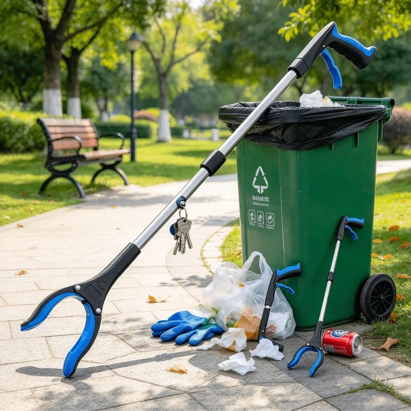 32 Inch Foldable Reacher Grabber, 360 Rotating Jaw Litter Picker for Garden Trash & Outdoor Waste Cleanup