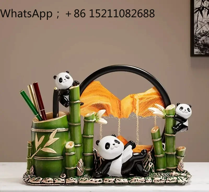 SCY panda merchandise pen holder quicksand painting ornament decoration office gift souvenir