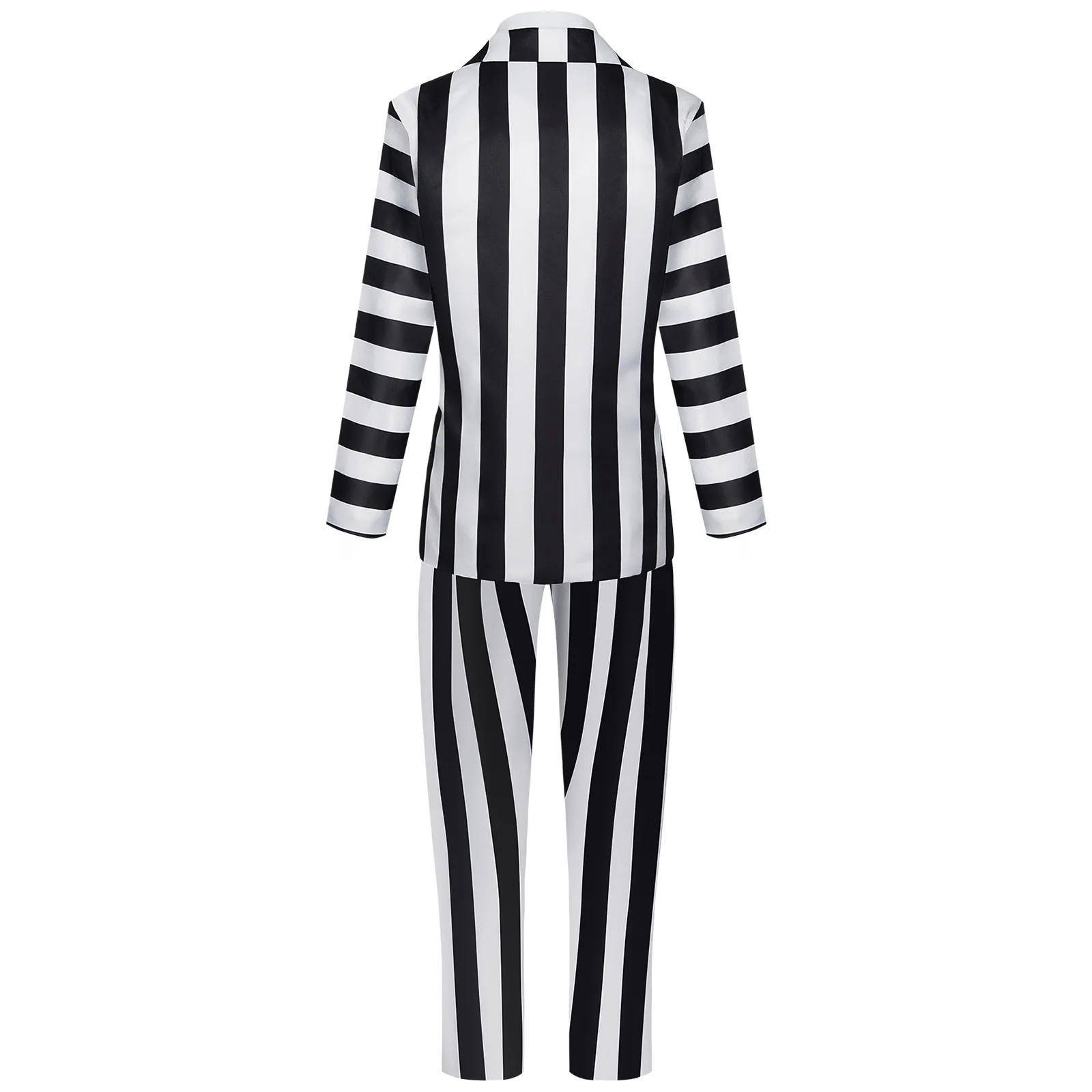 Michael Keaton Cosplay Costume Disguised Uniform Dress Black and White Striped Jacket Pants Man Women Halloween Party Suit