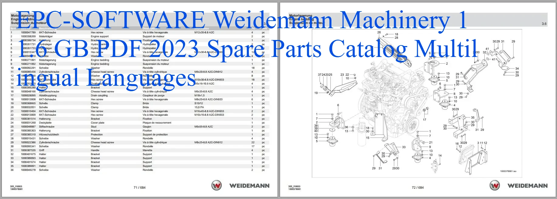 EPC-SOFTWARE Weidemann Machinery 11.6 GB PDF 2023 Spare Parts Catalog Multilingual Languages